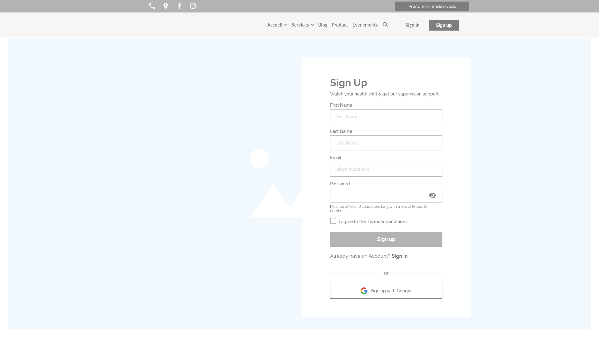 sign up prototype